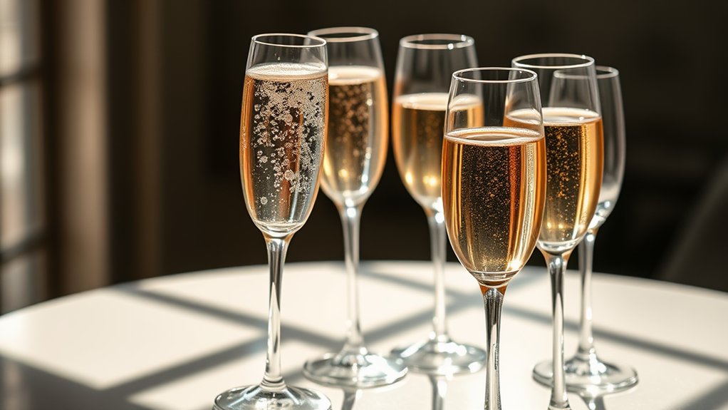 champagne glass characteristics outlined