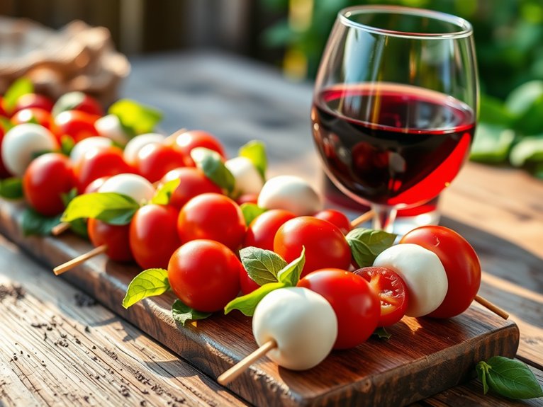 wine pairing for caprese skewers