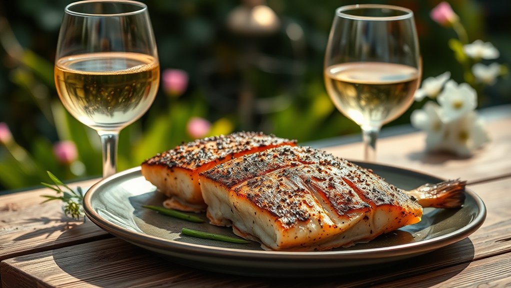 aromatic whites enhance blackened catfish