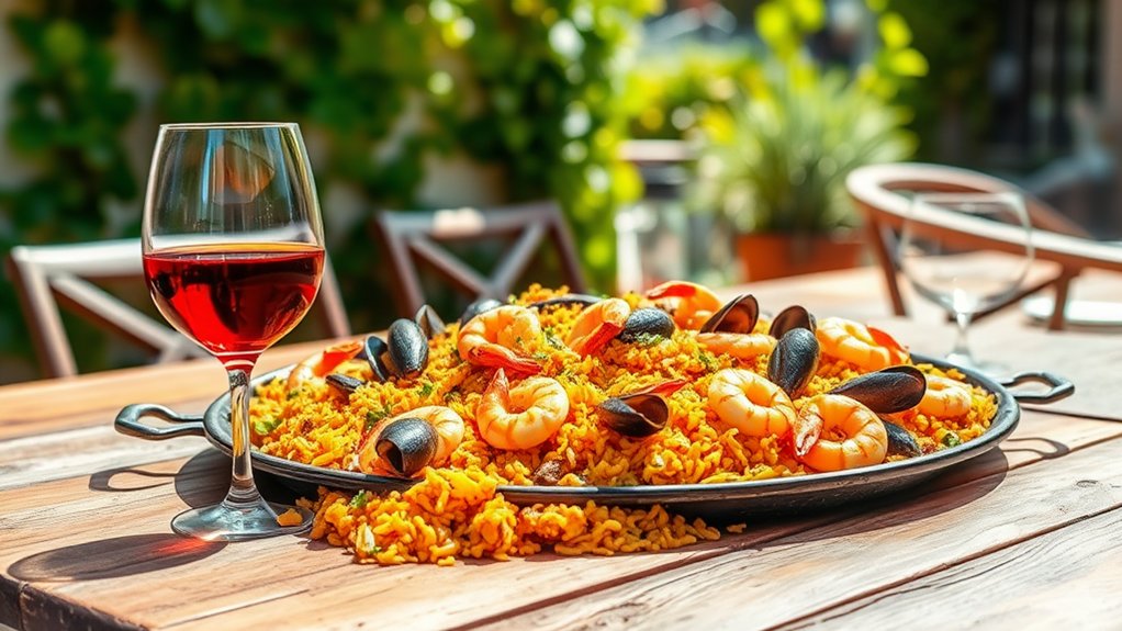 light reds complement paella
