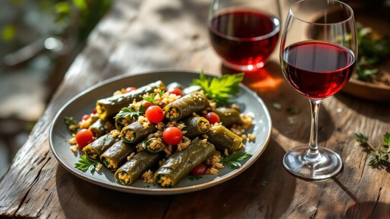 wine pairing for grape leaves