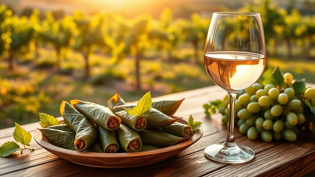 wine pairings for grape leaves