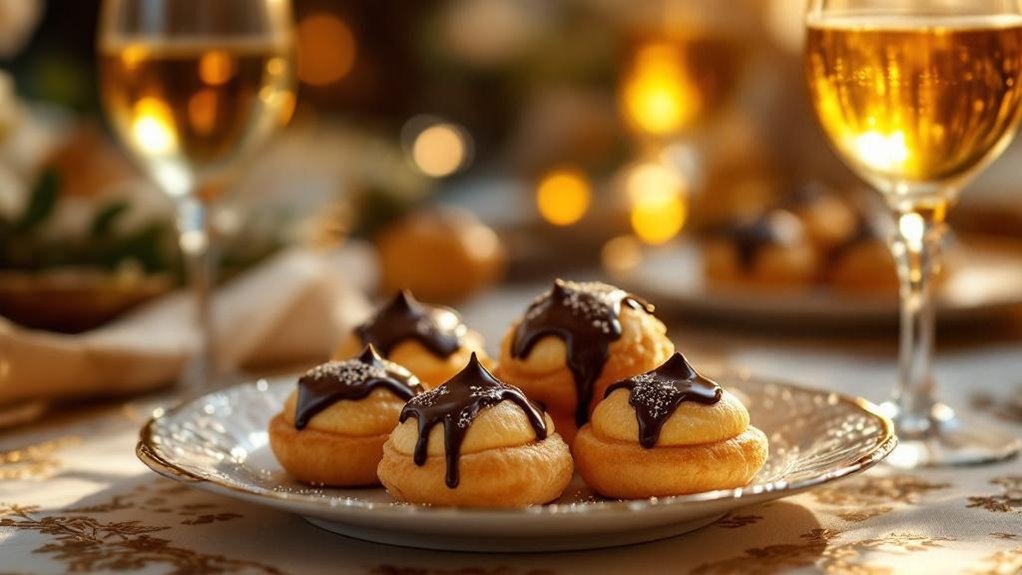 sweet wine with profiteroles