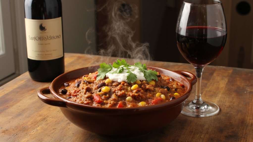 chilled pinot complements spicy chili