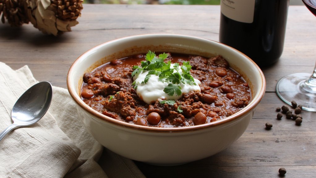 hearty chili pairs beautifully