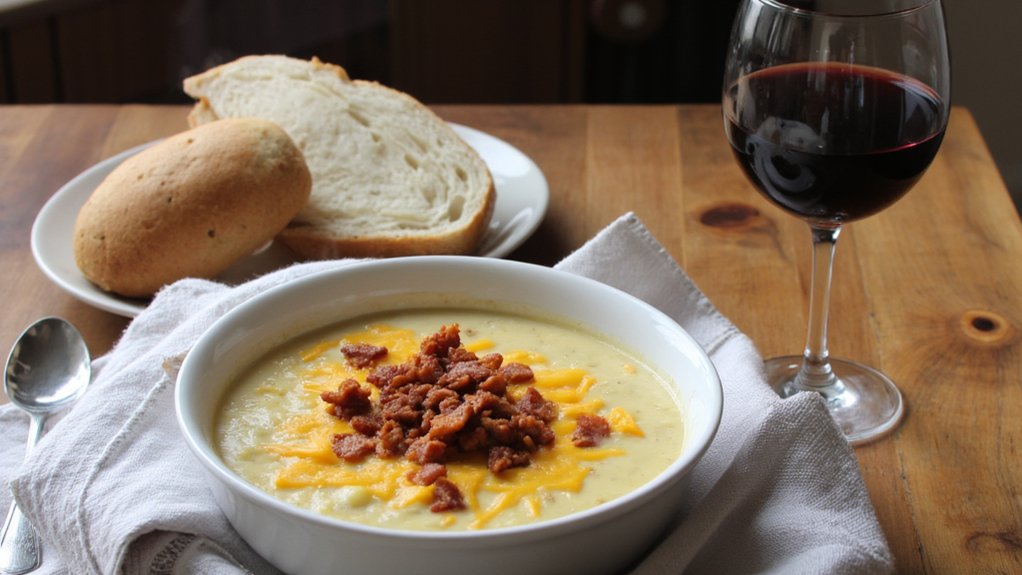pair bacon cheddar soup wine