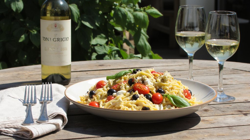 salad pairs with crisp wine