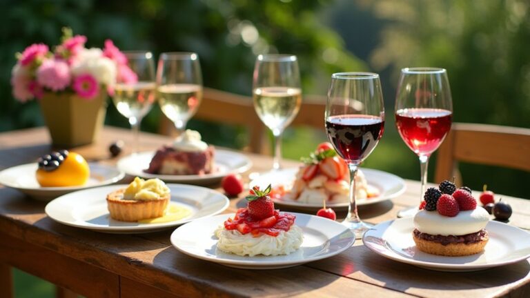 summer desserts and wine
