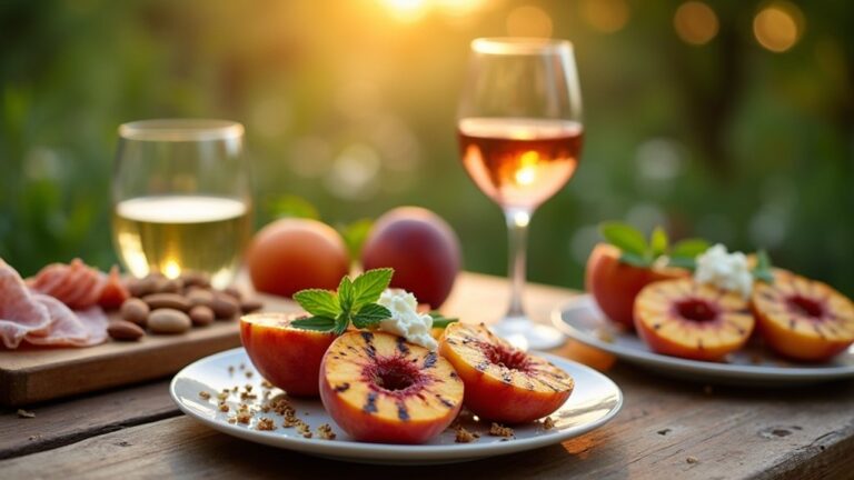 sweet wine complements grilled peaches