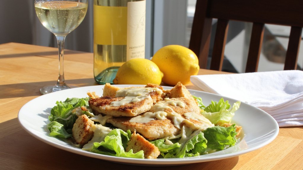 creamy chardonnay complements caesar