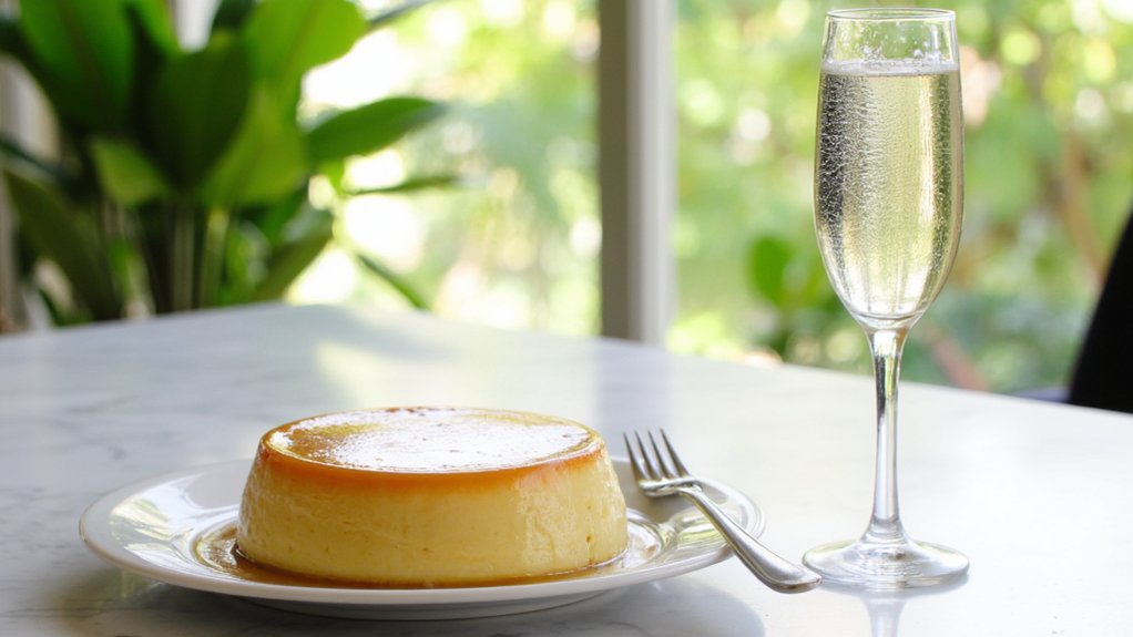 sparkling wine enhances caramel flan