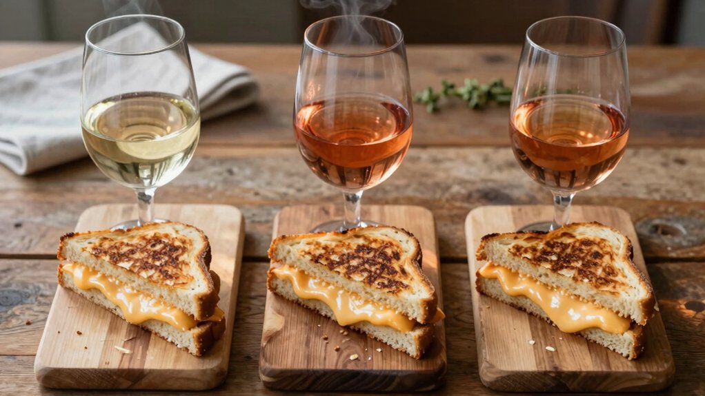 five grilled cheese and wine pairings