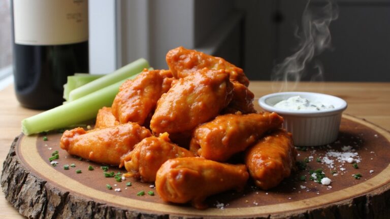 spicy buffalo wings with beer