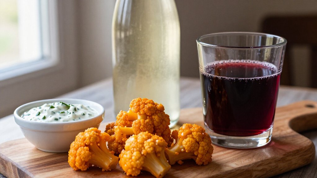 fizzy pet nat with spicy cauliflower